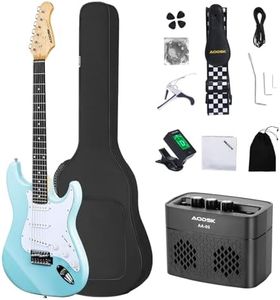 AODSK Electric Guitar with Amp Beginner Kit 39 Inch Solid Body Full Size,All Accessories,Digital Tuner,Six Strings,Four Picks,Tremolo Bar,Strap,Gig Bag,Starter kit