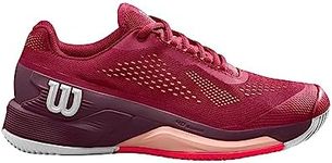 Wilson Women's Rush Pro 4.0 Sneaker, Beet Red/White/Tropical Peach, 7.5 UK