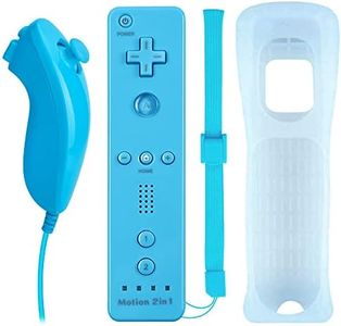 ECRABONE Wii Nunchuck Remote Controller with Motion Plus Compatible with Wii and Wii U Console Wii Remote Controller with Shock Function (Blue)