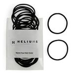 Heliums Thin Hair Elastics - Black - 2mm Hair Ties for Fine Hair, 40 Count, 4.5cm Diameter, Medium Hold Ponytail Holders