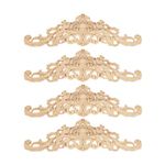 MUXSAM Long Wood Carved Appliques Onlays, 4-Pack Unpainted Decorative Corner Carving Decals Set for Wall Door Cabinet Mirror Closet Wardrobe Dresser Mantel Staircase DIY Project, 40x11cm/15.75"x4.33"