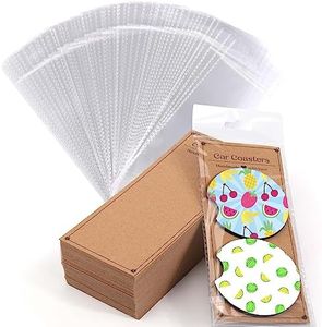 100Pcs Car Coaster Packaging for Selling - Sublimation Car Coaster Display Card Set with 100Pcs Bags for 2.75 in Sublimation Car Coasters