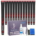 Geoleap Golf Grips Set of 13- Soft Golf Club Grips,Reduce Taper Design Provides High Traction and Performance,13 Grips with 15 Tapes and 13 Grips with All Repair Kits for Choice. (Midsize, Black