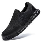 HIIGYL Mens Trainers Slip-On Shoes Casual Loafers for Men Breathable Running Sneakers Lightweight Gym Tennis Walking Shoes Black 9