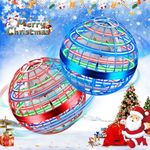 M&HONG 2 Pack Flying Orb Ball for Kids, Hand Controlled Flying Drone Ball, Hover Flying Ball with LED Lights, Mini Boomerang Ball, 360° Rotating Flying Spinner for Boys Girls Adult (Blue + Red)