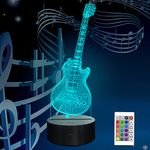 Guitar 3D Lamp, Attivolife Music Illusion Hologram Bedside Night Light 16 Colors Change with Remote & Touch Control, Unique Room Decor Christmas Birthday Gift for Guitar Player Boys Girls