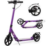 Kick Scooter for Kids Ages 8-12, 200mm Big Wheel Adult Scooter with Disc Brakes and Carry Strap, Foldable Scooters for Teenagers 11-15 (Purple)
