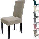 Zindoo Stretch Dining Chair Covers Set of 6, Jacquard Dining Chair Slipcovers, High Back Chair Covers for Dining Chairs 6, Washable Removable Chair Protectors Covers for Dining Room Kitchen, Camel