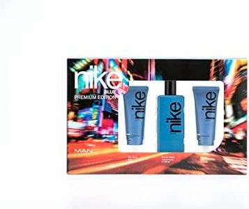 NIKE - Blue, Estuche de Regalo Hombre, Colonia 100 ml + Gel de Baño 75 ml + After Shave 75 ml, Perfume Hombre, Eau de Toilette Masculina, Aroma Frutal Amaderado, Fragancia Fresca, Elegante y Duradera