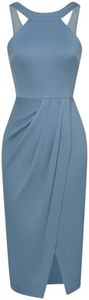 GRACE KARIN Robe Moulante Longue Femme sans Manche Chic Robe Dos Nue Soirée Cocktail Bleu Clair -5 M