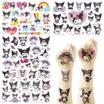 MAYCREATE® 4 Sheets Kuromi Temporary Tattoo for Kids Cute Cartoon Waterproof Tattoo Sticker Arm Band Hand Tattoo for Face Body Temporary Tattoo for Party Decorations