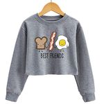 XLXUXU Girl Crop Top for Kids Long Sleeve Sweatshirts Print Funny Letters Fashion Pullover T-Shirt,Grey-Best Friends