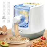 CGOLDEMWALL Automatic Pasta Maker Machine Electric, Digital Control with 12 Shape Discs for Homemade Noodles, Spaghetti, Fettucine and Penne, Up to 650g Flour, White, 260w