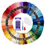 Embroidery Threads 100 Skeins Pack，AUERVO Embroidery Floss,Cross Stitch Threads，Friendship Bracelets Thread，Crafts Floss Rainbow Color with Free Embroidery Needles,Floss Bobbins…