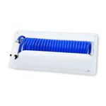 T-H Marine Coiled Washdown Hose System - 25' Wash Down Hose, Nozzle, Holder, 5' Supply Hose, and Brass Fittings - Kink Free Design and Compact Storage - Blue