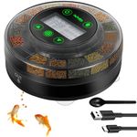 Papettly Automatic Fish Feeder for Aquarium - Rechargable Auto Fish Food Dispenser for Fish Turtle Tank with USB Cable & LCD Display, Timer Fish Feeder for Weekend Holiday with Fish Feeder Spoon