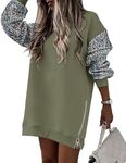 CHICME BEST SHOPPING DEALS Women Oversized Sweatshirt Zipper Slit Long Sleeve Pullover Top Fall Outfits Army Green-XL