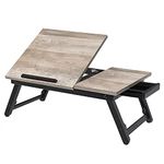 SONGMICS Laptop Desk for Bed or Sofa with Adjustable Tilting Top, Greige ULLD105W01