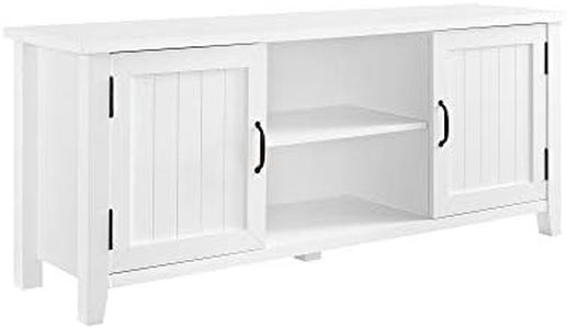 Walker Edison Buren Classic Grooved Door TV Stand for TVs up to 65 Inches, 58 Inch, Solid White