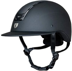 TIPPERARY EQUESTRIAN Horse Riding Helmet - Royal Wide Brim - English Style Protective Horseback Riding Apparel - Safety Helmet with Cooling Ventilation - Matte Black - Matte Black - Black Gloss - S