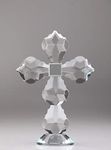 Maple Leaf crossCrystal Cross Traditional Standing Cross On Base 6.9x4.7inches Clear Glass Tabletop Figurine-Crystal Cross in Gift Box