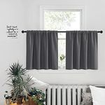 PONY DANCE Grey Curtains - Short Window Curtain Tiers for Bathroom/Basement, Rod Pocket Curtain Drapes Blackout, 42 inches Wide x 30 inches Length, Grey, 2 Pieces