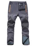 Gash Hao Mens Snow Ski Waterproof Softshell Snowboard Pants Outdoor Hiking Fleece Lined Zipper Bottom Leg, Grey, 34W x 34L