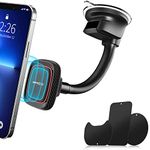 Magnetic Car Mount, Universal Magnetic Phone Car Mount with 6 Strong Magnets, Windshield Phone Mount, Suction Cup Phone Holder, Magnet Phone Holder fit All Smartphones & Mini Tablets Large Devices