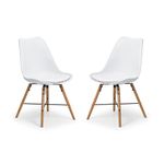 Julian Bowen Kari Set of 2 Dining Chairs, White/Oak, Height: 83, Width: 48, Depth: 54cm