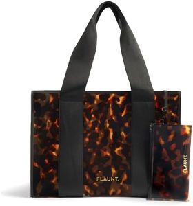 FLAUNT Everyday Tote Bag with Phone Pouch for Women - Lightweight, Airline Approved, Easy To Carry, Foldable & Washable - Large Tote Bag for Errands, Workouts, Work and More - Tortoise Shell