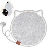 Cat Scratcher Mat, Natural Cotton Rope Cat Scratch Pad, 15.7'' Round Horizontal Floor Cat Scratching Pads for Indoor Cats, Cat Furniture Protector for Wall, Couch, Carpets, Sofas