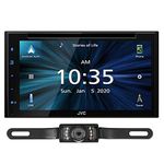 JVC KW-V660BT Apple CarPlay Android Auto DVD/CD Player with 6.8" Capacitive Touchscreen Bundled with + (1) License Plate Style Rear View Camera