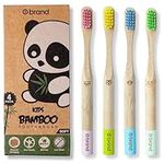 4 Pack KIDS Bamboo Toothbrush, Soft Bristle Toothbrush, ROUND HANDLE, Eco Friendly & Natural, BPA Free, Wooden Toothbrushes, Zero Waste Products, Organic, Vegan, Tooth Brush, Non Plastic, Environmental (4 PACK)