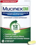 Mucinex DM 12Hr Maximum Strength Chest Congestion & Cough Medicine For Adults, Cold And Cough Medicine for Excess Mucus Relief, 1200 mg Guaifenesin & 60 mg Dextromethorphan HBr, 14 Bi-Layer Tablets