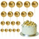 ASTARON 20 Pcs Ball Cake Topper Decorations Mini Balloons Cake Topper Sticks Gold Balls Cake Picks Cake Topper Balls Cake Decorations for Wedding Birthday Cake Decorations