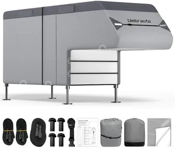 Umbrauto Truck Camper Cover 7-Layer Anti-Tear Top Motorhome RVs All Season Protection with Gutter Cover, Windproof Straps, Fits 10' - 12' Campers