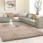 PRIME PLUS EXTRA THICK HEAVY 5CM PILE SOFT SHAGGY RUGS MODERN AREA RUGS BEDROOM HALL RUGS (Light Beige, 160 x 230)