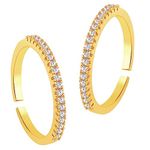 Peora Gold Plated White Cubic Zirconia Studded Fancy Adjustable Toe Ring Bichiya Stylish Fashion Jewellery Gift for Women