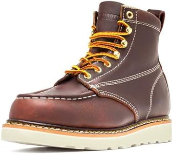 EverBoots Mens Work Boots for Men, Leather EverFit Lightweight Comfort Boot, Anti Slip & Shock Absorption, Soft Oil Grain, Goodyear Welt, Industrial Construction, Roofing, Electrician, Raisin, 9