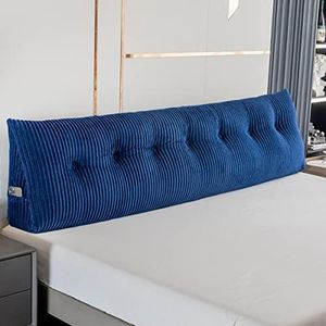 Activance Large Triangular Headboard Wedge Bed Rest Reading Pillow Backrest Positioning Support Bolster Cushion with Removable Cover (Blue, King: 76x8x20 Inches)
