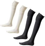 aoozleny Extra Long Thigh High Socks for Women, Pile Socks Over the Knee High Stockings for Long boots (AU, Alpha, Medium, Regular, Regular, Black+White)