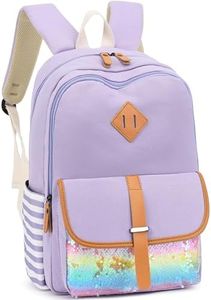 Leaper Backpacks for Teen Girls Teen Backpack Set School Bags Bookbags 3 in 1, Purple-Rainbow Sequin, Large