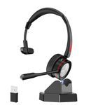 EMAIKER 1 Ear ENC Wireless Headset for Work, BT Headset with Noise Canceling Microphone, 40H Working Time, PC Headphone with Microphone for Laptop/Computer/Office/Zoom/Teams/Truck Driver