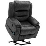 BTM Electric Power Lift Recliner Chair Sofa with Massage and Heat for Elderly 2 Side Pockets USB Ports Single Recliner Chairs for Living Room Overstuffed Breathable Fabric Reclining