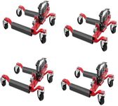 GarveeTech 4 Pcs Car Wheel Dolly, 1500LBS Capacity Trailer Dolly with Hydraulic Tire Jack for Truck and RV Trailer, Red