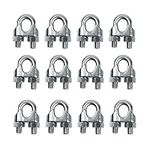 Voarge 12 Pcs Wire Rope Cable Clip Clamps M3 for Ø 3mm (1/8") Wire Rope Cable Grip for Rigging Rope and Tension Cable