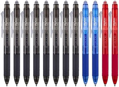 ParKoo Retractable Erasable Gel Pens Clicker Fine Point 0.7 mm, No Need for White Out, 8 Black/2 Blue/2 Red Ink for Completing Sudoku and Crossword Puzzles, 12-Pack