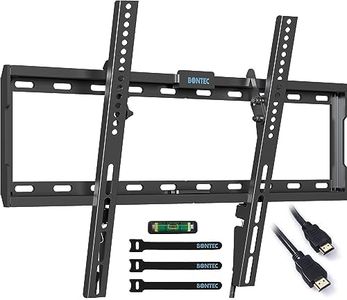 BONTEC TV Wall Bracket for 37-80 inch LED LCD OLED Plasma Flat Curved TVs, Tilt TV Wall Mount Holds TV up to 55kg, Max VESA 600 x400mm, Bubble Level and Cable Ties Included
