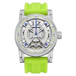 FEICE FM501 Automatic Mechanical Watch Skeleton Watch Titanium Steel 50M Waterproof Mens Wristwatch Luminous Analog Watches No Battery Silicone Strap, Green, Green, fashion outfit