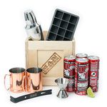 Man Crates Moscow Mule Crate - Includes 2 Copper Mugs, Cock N' Bull Ginger Beer 4-Pack, Perfect Cube Silicone Ice Tray - with 10 oz. Cocktail Shaker and Jigger - Great Gifts for Men